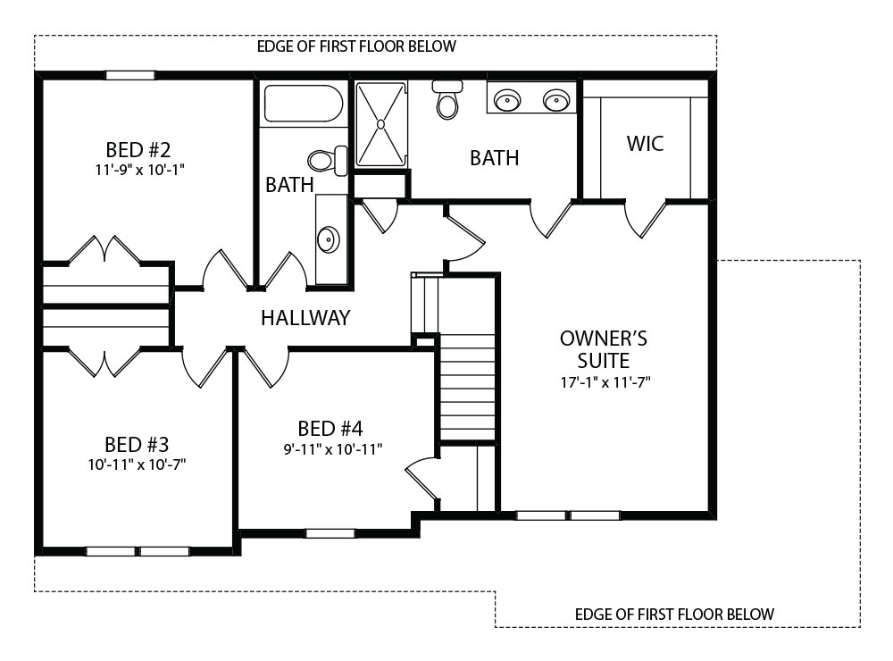 Concord Model Second Floor Plan by J.A. Myers Homes